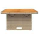 vidaXL bézs polyrattan és akácfa kerti asztal 80 x 80 x 71 cm