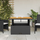 vidaXL fekete polyrattan és akácfa kerti asztal 110 x 110 x 71 cm