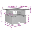 vidaXL fekete polyrattan és akácfa kerti asztal 110 x 110 x 71 cm