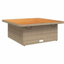 vidaXL bézs polyrattan és akácfa kerti asztal 110 x 110 x 71 cm