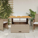 vidaXL bézs polyrattan és akácfa kerti asztal 110 x 110 x 71 cm