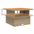vidaXL bézs polyrattan és akácfa kerti asztal 110 x 110 x 71 cm