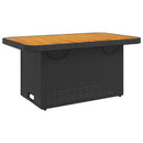 vidaXL fekete polyrattan és akácfa kerti asztal 90 x 55 x 71 cm