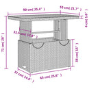 vidaXL fekete polyrattan és akácfa kerti asztal 90 x 55 x 71 cm
