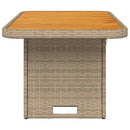 vidaXL bézs polyrattan és akácfa kerti asztal 90 x 55 x 71 cm