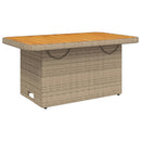 vidaXL bézs polyrattan és akácfa kerti asztal 90 x 55 x 71 cm