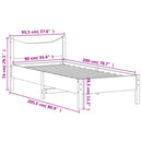 vidaXL viaszbarna tömör fenyőfa ágy matrac nélkül 90 x 200 cm