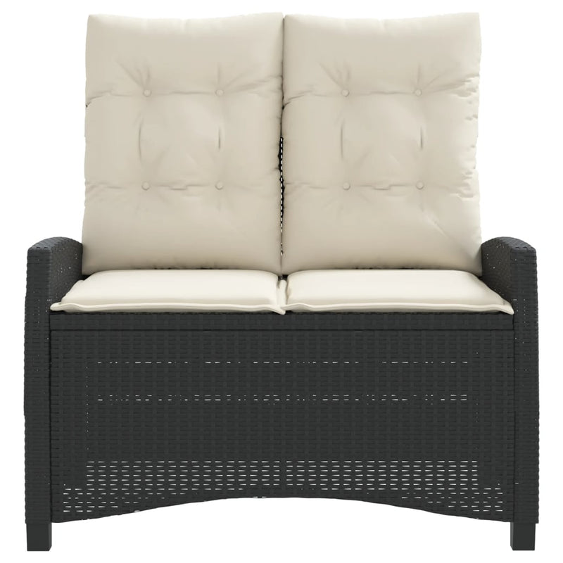 vidaXL fekete polyrattan dönthető kerti pad párnával