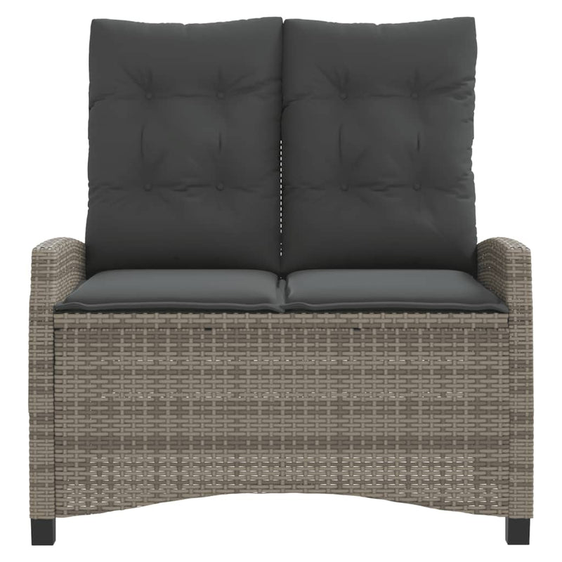 vidaXL szürke polyrattan dönthető kerti pad párnával