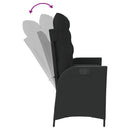 vidaXL fekete polyrattan dönthető kerti pad párnával