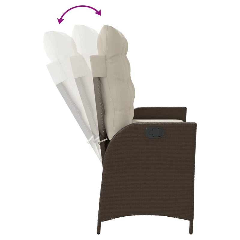 vidaXL barna polyrattan dönthető kerti pad párnával