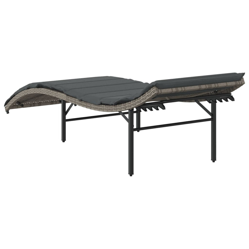 vidaXL szürke polyrattan napozóágy párnával 55x199x50 cm