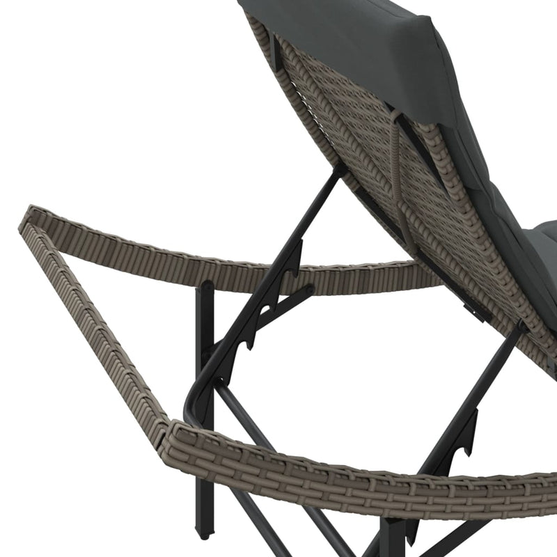 vidaXL szürke polyrattan napozóágy párnával 55x199x50 cm