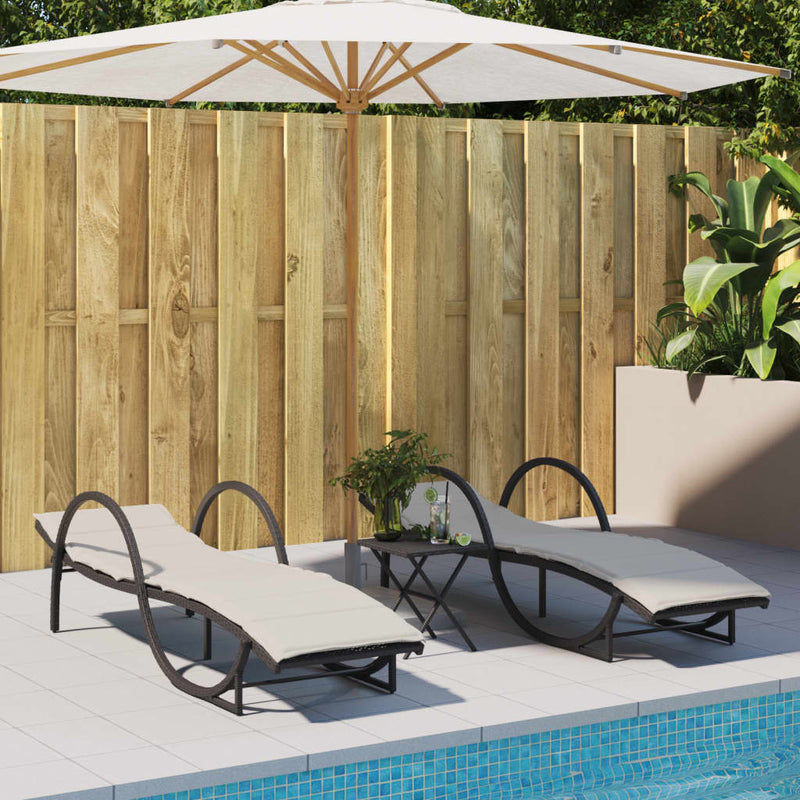 vidaXL fekete polyrattan napozóágy párnával 60 x 199 x 42 cm