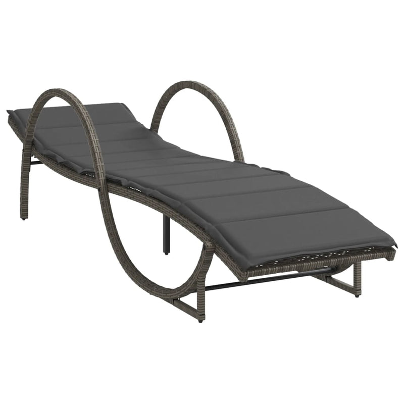 vidaXL szürke polyrattan napozóágy párnával 60x199x42 cm