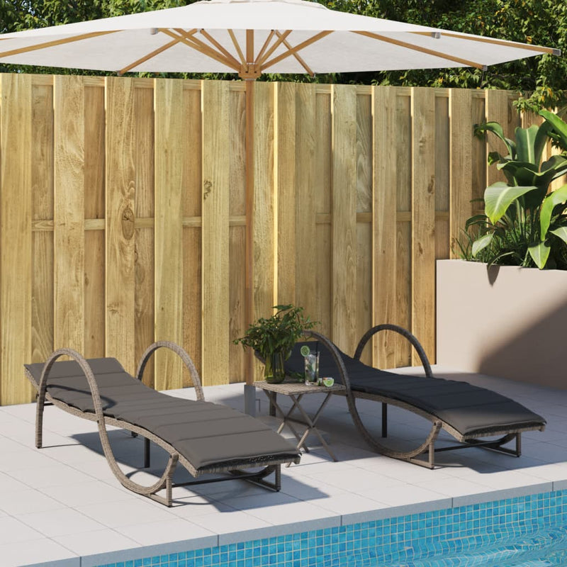 vidaXL szürke polyrattan napozóágy párnával 60x199x42 cm