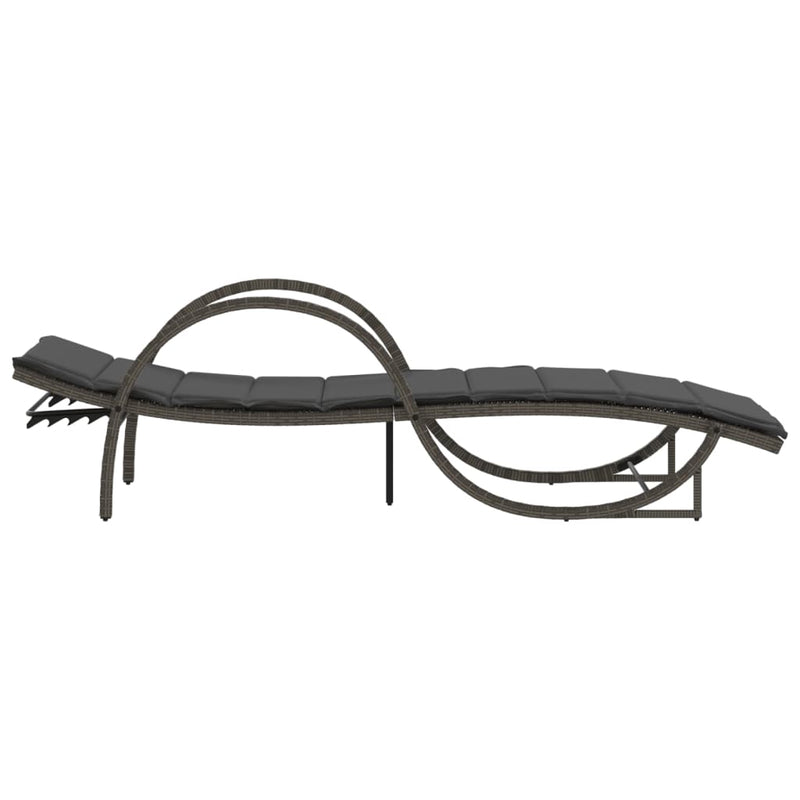 vidaXL szürke polyrattan napozóágy párnával 60x199x42 cm