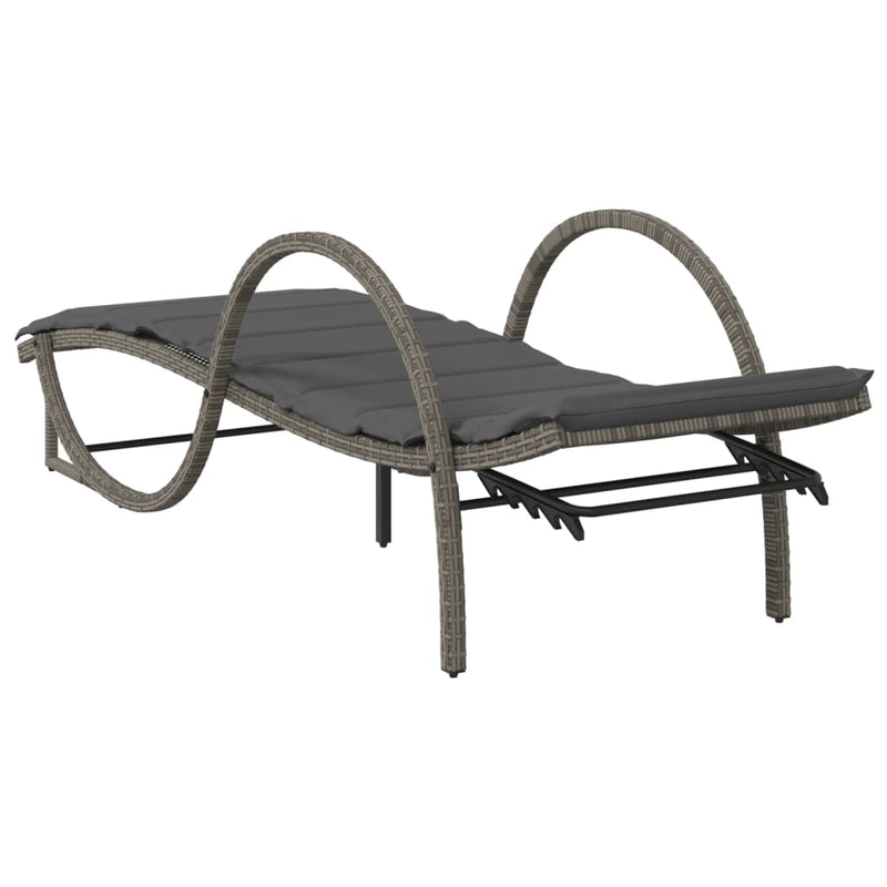 vidaXL szürke polyrattan napozóágy párnával 60x199x42 cm