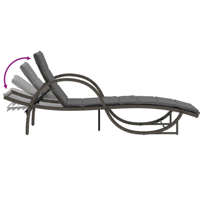 vidaXL szürke polyrattan napozóágy párnával 60x199x42 cm
