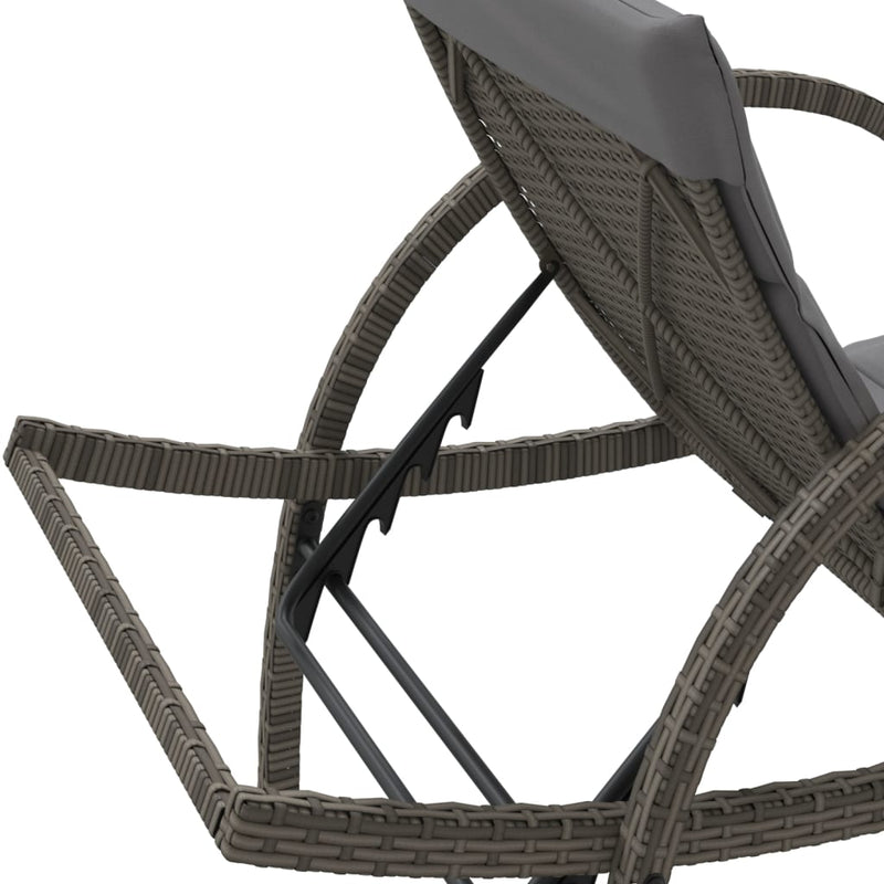 vidaXL szürke polyrattan napozóágy párnával 60x199x42 cm