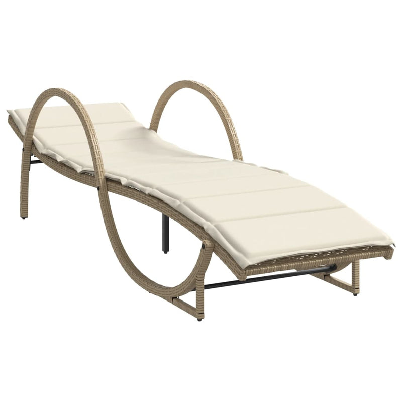 vidaXL bézs polyrattan napozóágy párnával 60 x 199 x 42 cm