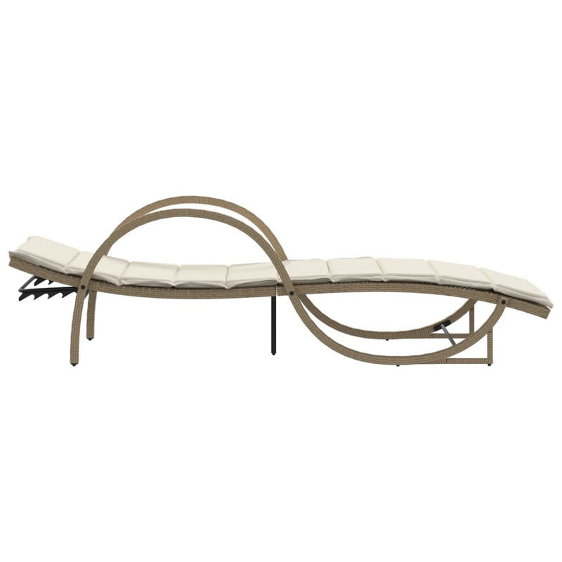 vidaXL bézs polyrattan napozóágy párnával 60 x 199 x 42 cm
