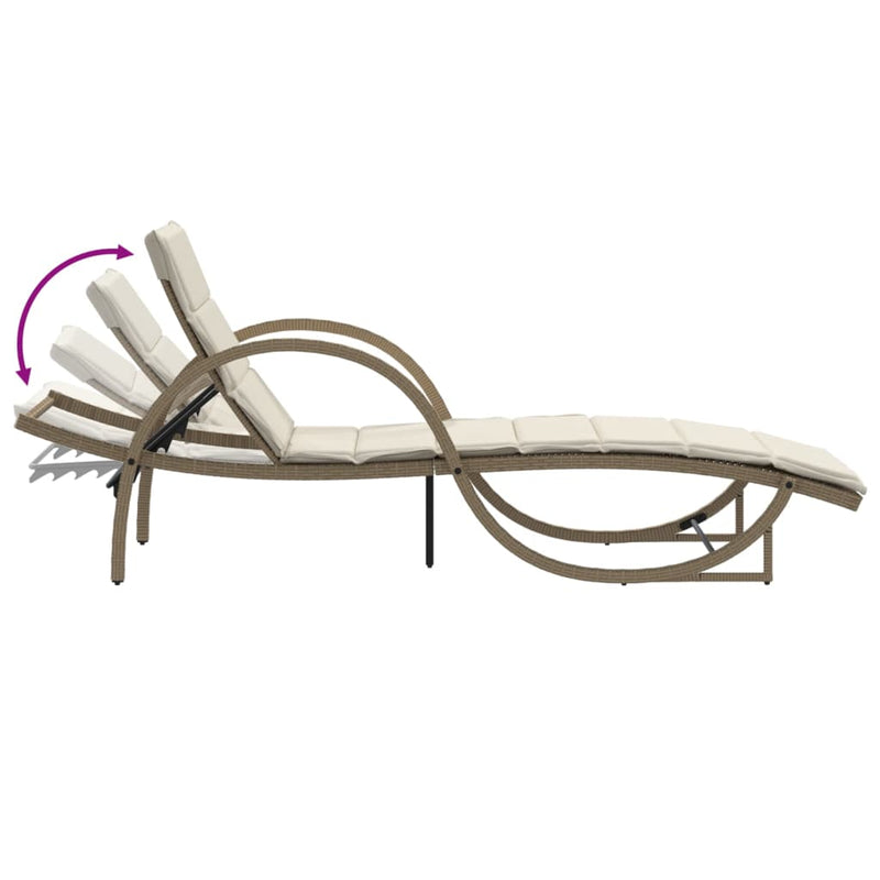 vidaXL bézs polyrattan napozóágy párnával 60 x 199 x 42 cm
