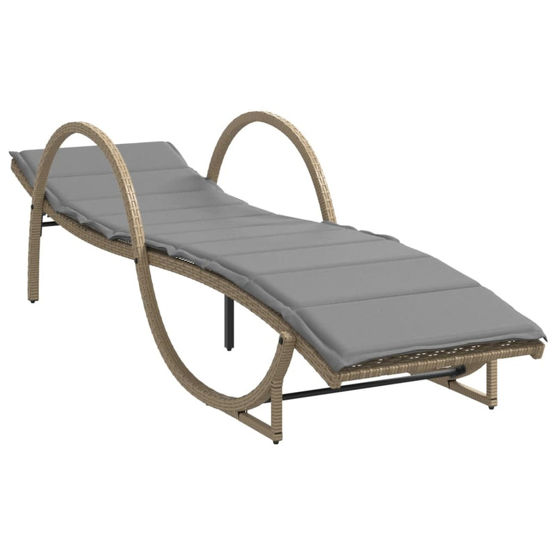 vidaXL bézs polyrattan napozóágy párnával 60 x 199 x 42 cm