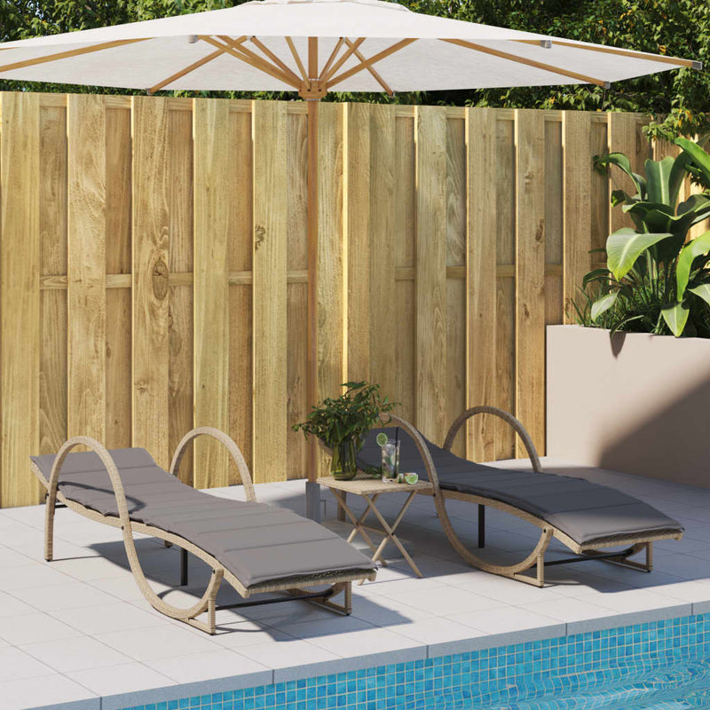 vidaXL bézs polyrattan napozóágy párnával 60 x 199 x 42 cm
