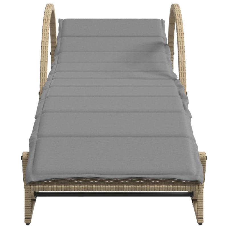 vidaXL bézs polyrattan napozóágy párnával 60 x 199 x 42 cm