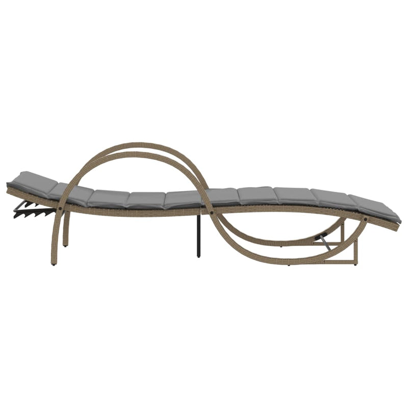 vidaXL bézs polyrattan napozóágy párnával 60 x 199 x 42 cm
