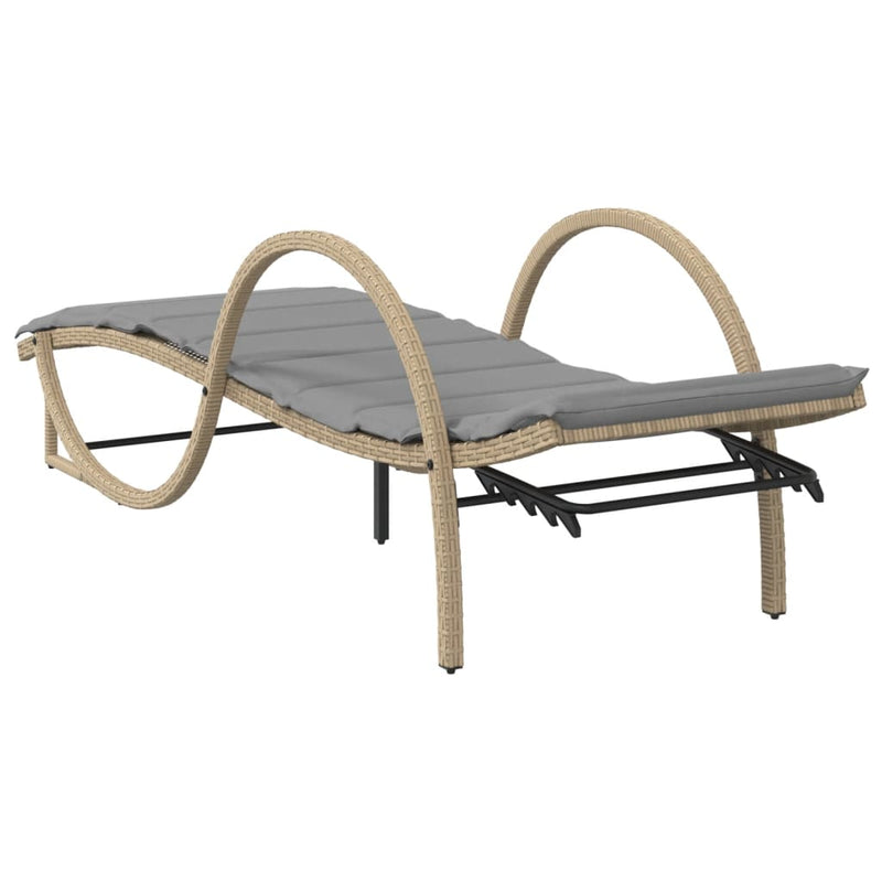 vidaXL bézs polyrattan napozóágy párnával 60 x 199 x 42 cm