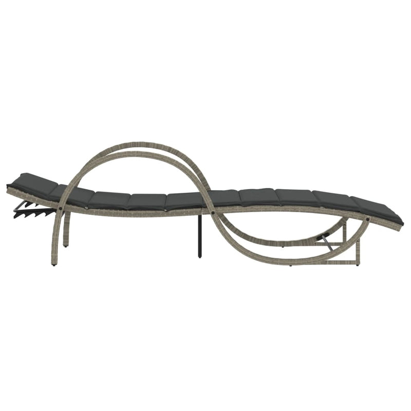 vidaXL világosszürke polyrattan napozóágy párnával 60x199x42 cm