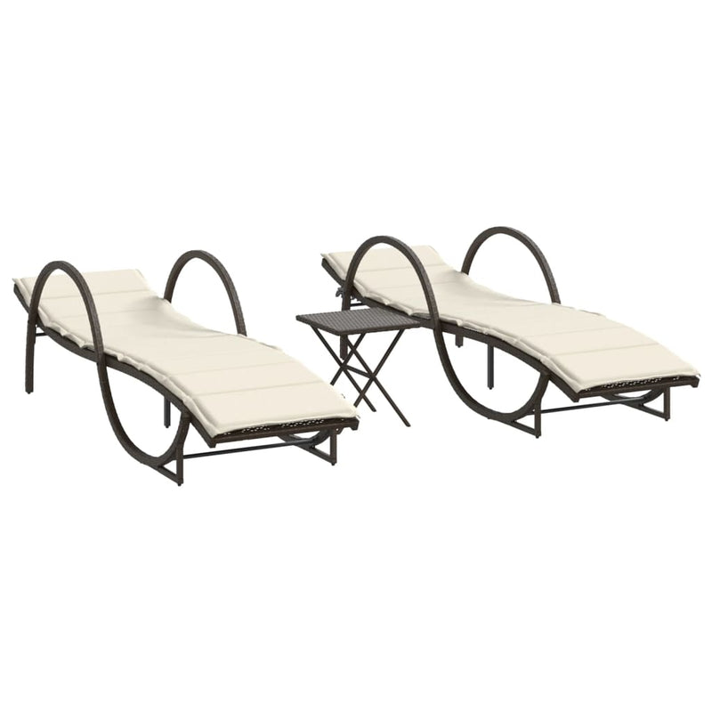 vidaXL 2 db barna polyrattan napozóágy asztallal