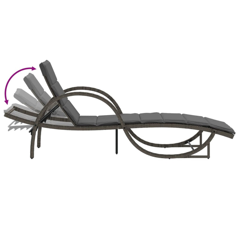 vidaXL 2 db szürke polyrattan napozóágy asztallal