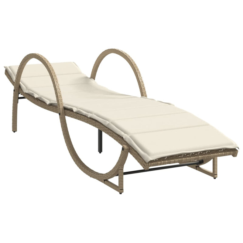 vidaXL 2 db bézs polyrattan napozóágy asztallal