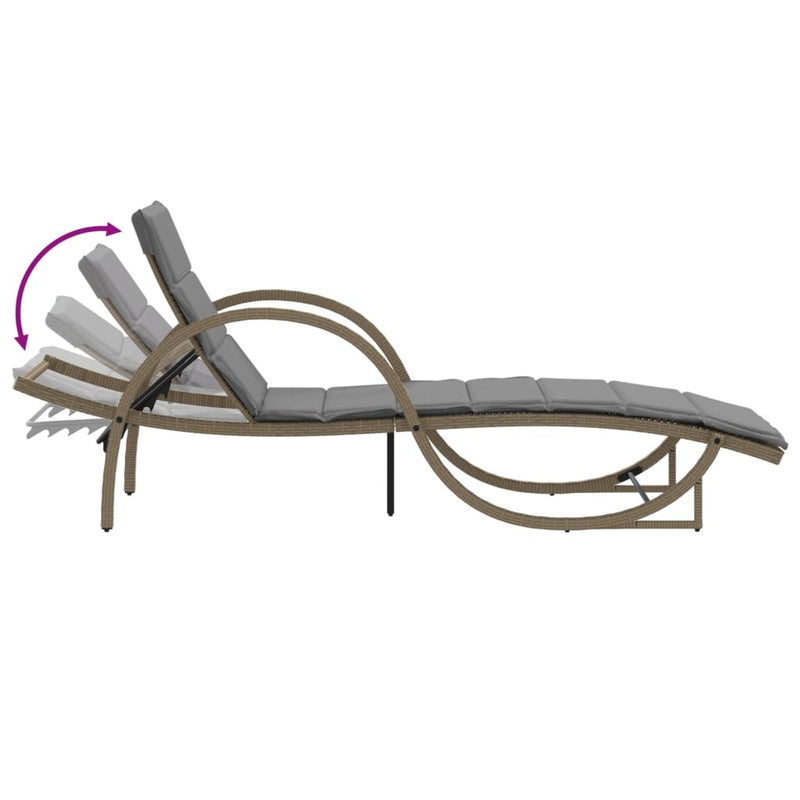 vidaXL 2 db bézs polyrattan napozóágy asztallal