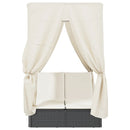 vidaXL fekete polyrattan dupla napozóágy tetővel és függönnyel