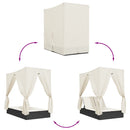 vidaXL fekete polyrattan dupla napozóágy tetővel és függönnyel