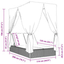 vidaXL fekete polyrattan dupla napozóágy tetővel és függönnyel