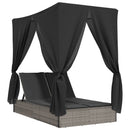 vidaXL szürke polyrattan dupla napozóágy tetővel és függönyökkel