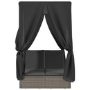 vidaXL szürke polyrattan dupla napozóágy tetővel és függönyökkel