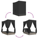 vidaXL szürke polyrattan dupla napozóágy tetővel és függönyökkel