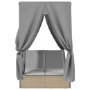 vidaXL bézs polyrattan dupla napozóágy tetővel és függönyökkel