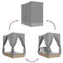 vidaXL bézs polyrattan dupla napozóágy tetővel és függönyökkel