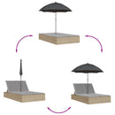 vidaXL bézs polyrattan dupla napozóágy párnákkal és napernyővel