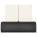 vidaXL fekete polyrattan dupla napozóágy párnával