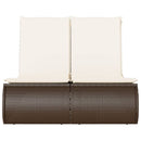 vidaXL barna polyrattan dupla napozóágy párnával