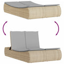 vidaXL bézs polyrattan dupla napozóágy párnával