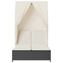 vidaXL fekete polyrattan dupla napozóágy tetővel és függönnyel